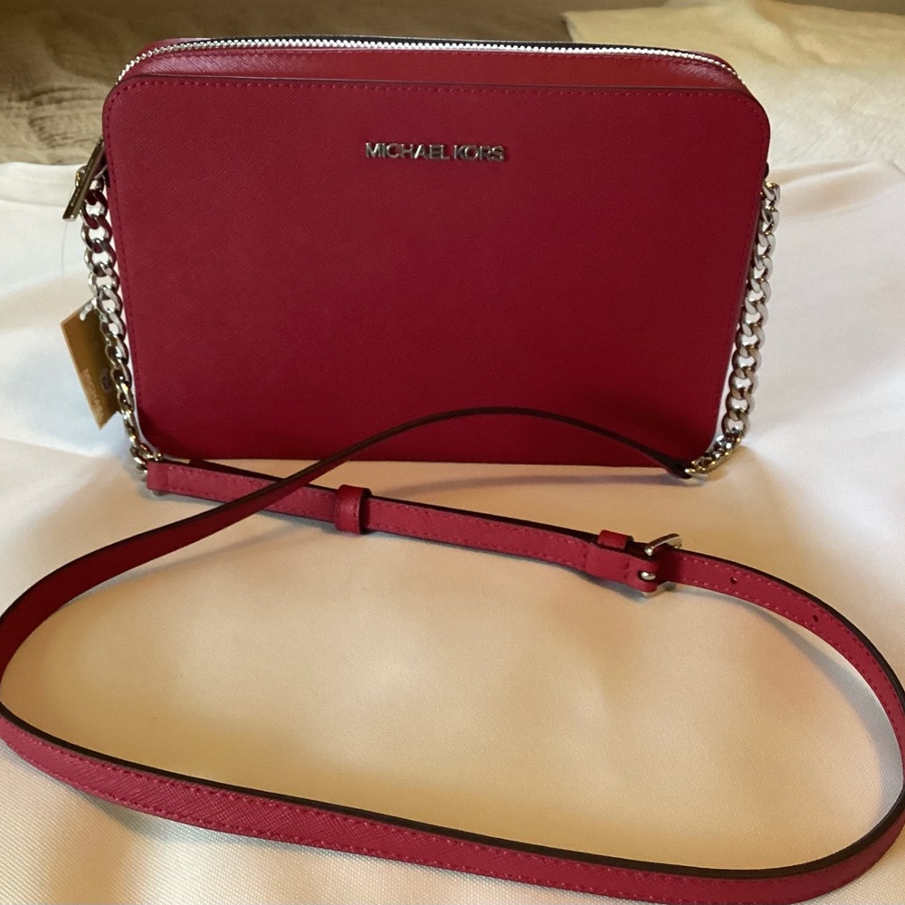Michael Kors Deep Cherry Red Crossbody Bag NWT #leather #crossbody #cherry red